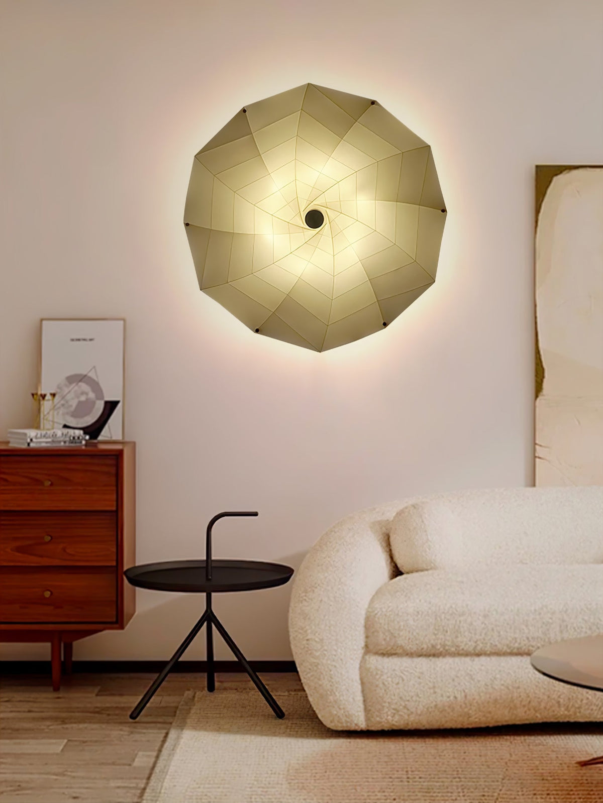 Liniise lámpara colgante de tejido con sombra plisada beige