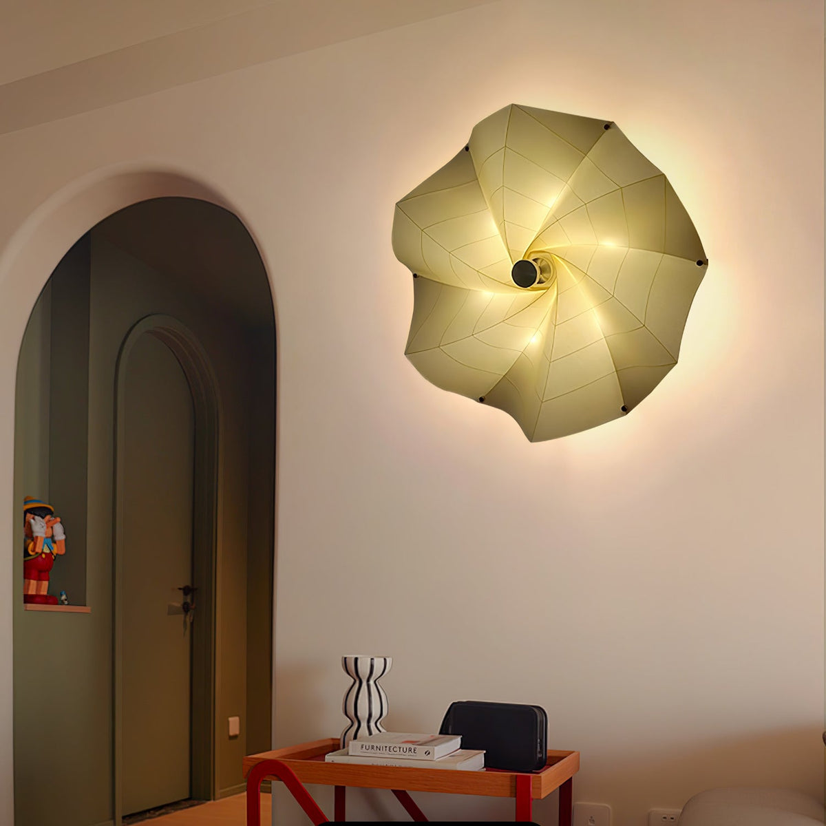 Liniise lámpara colgante de tejido con sombra plisada beige