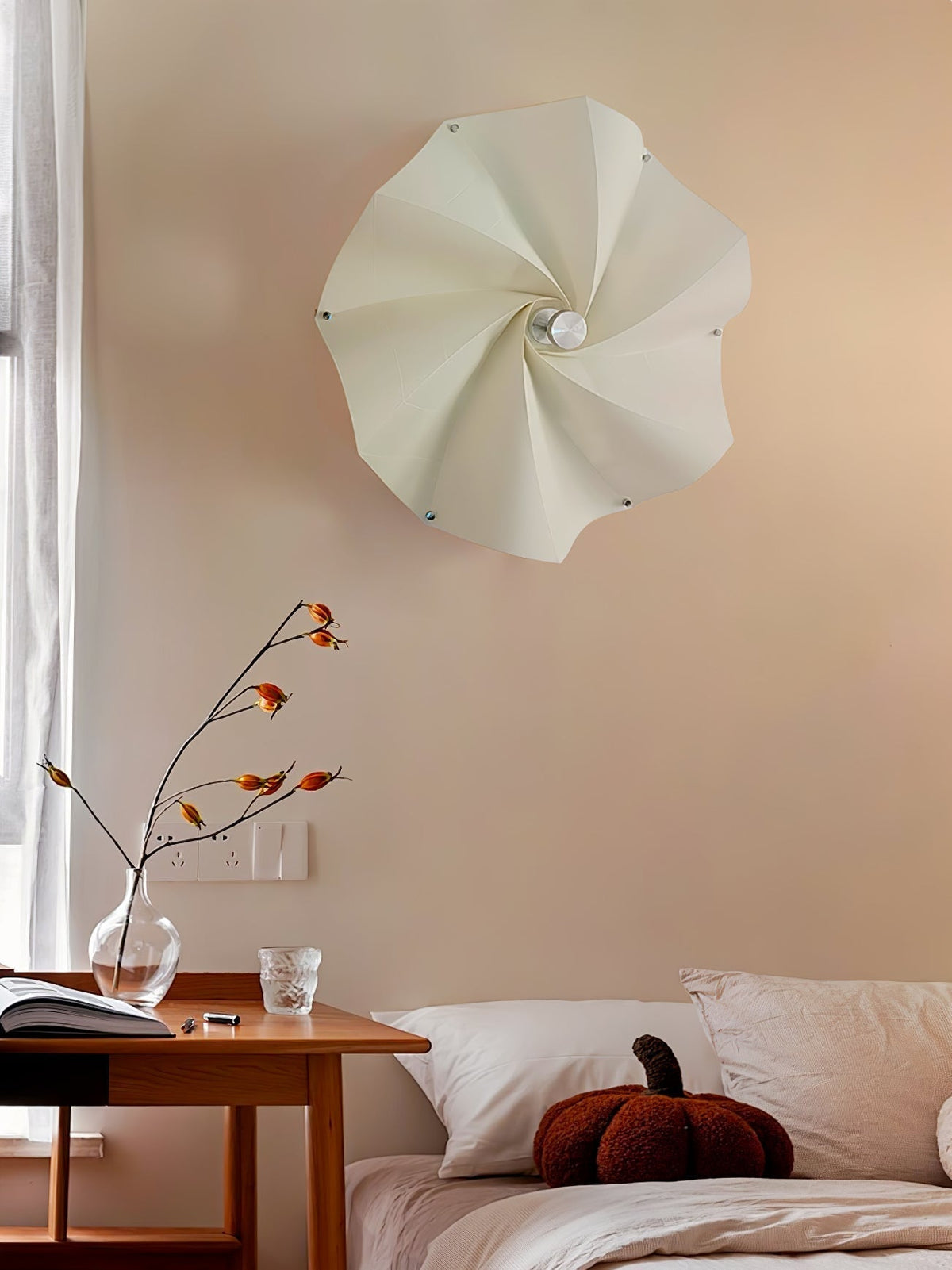 Liniise lámpara colgante de tejido con sombra plisada beige