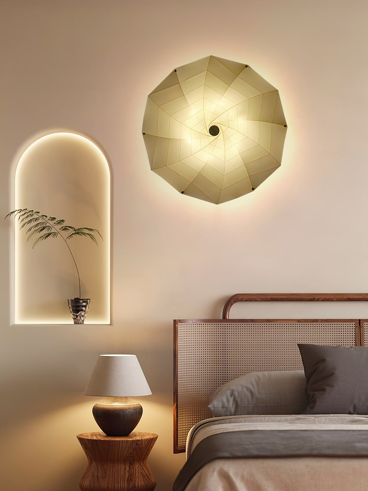 Liniise lámpara colgante de tejido con sombra plisada beige