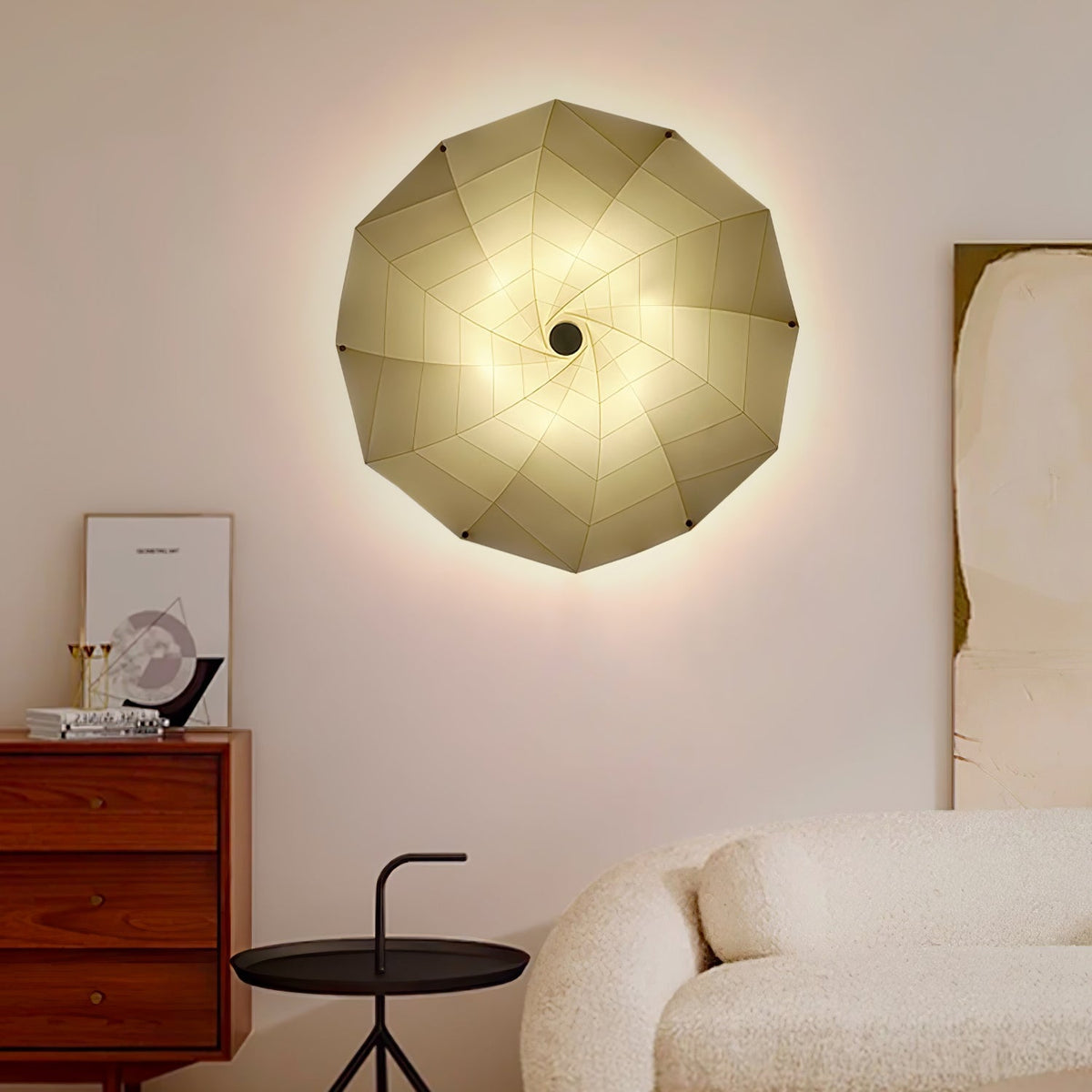 Liniise lámpara colgante de tejido con sombra plisada beige