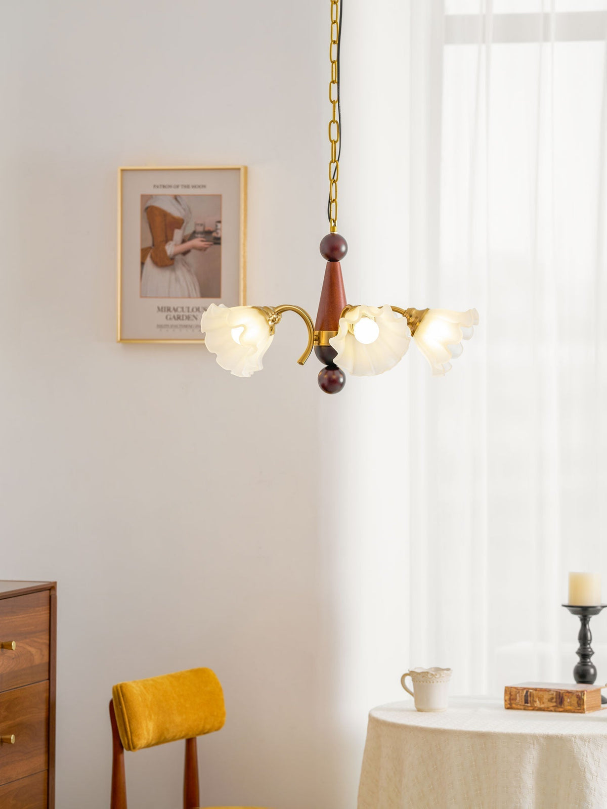 Ilvinan lámpara de araña tradicional elegancia madera vidrio