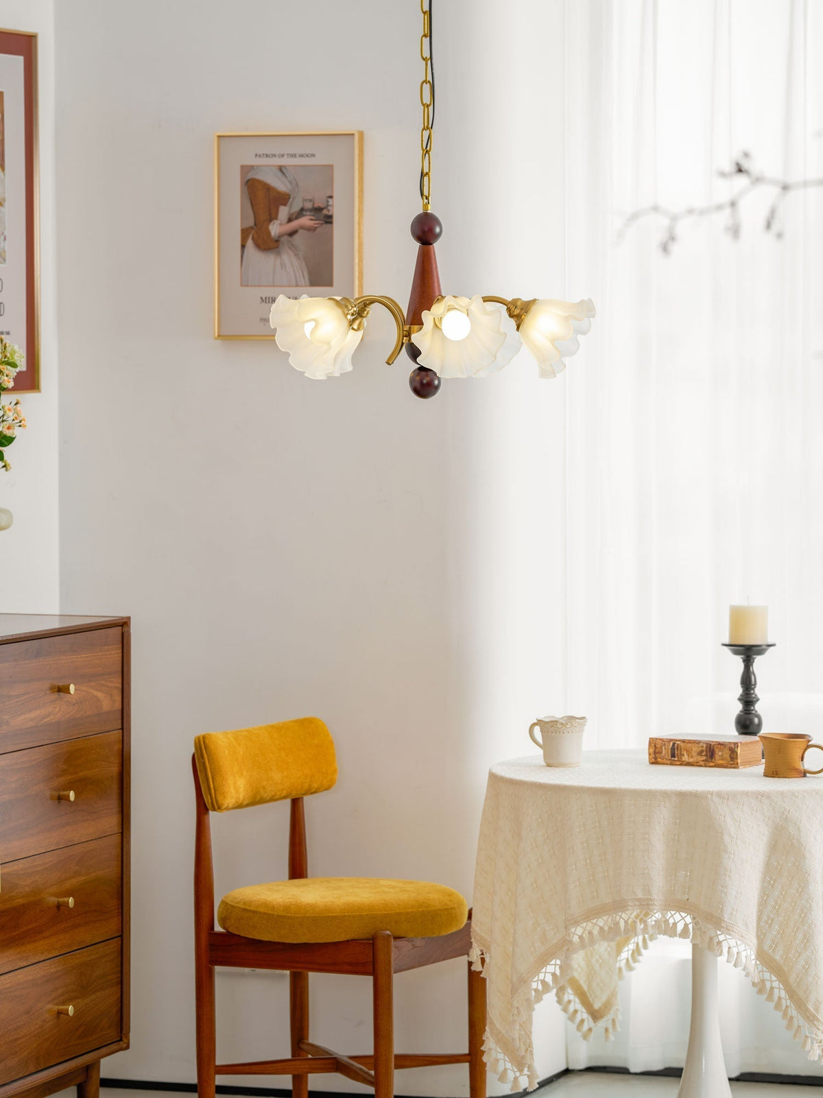 Ilvinan lámpara de araña tradicional elegancia madera vidrio