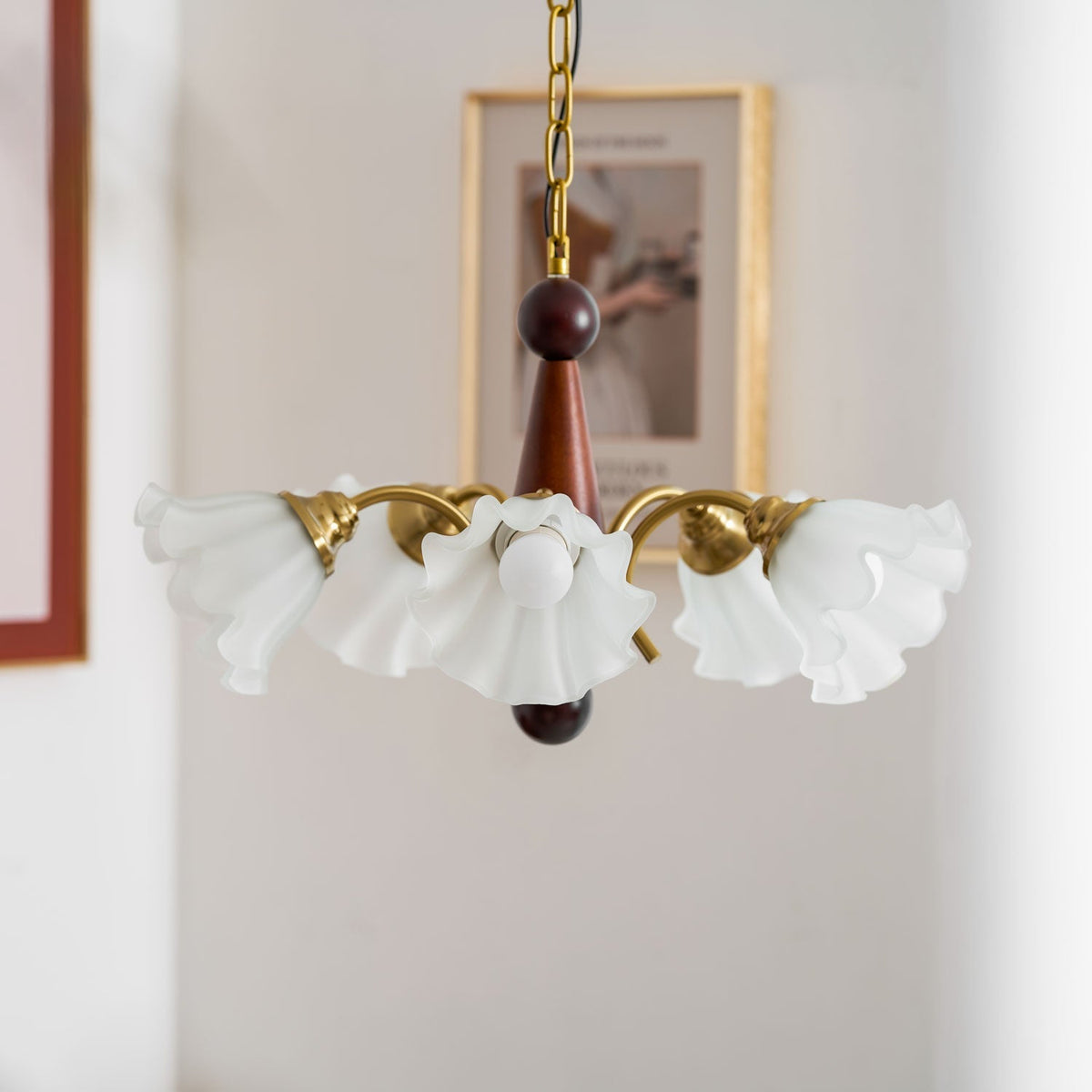 Ilvinan lámpara de araña tradicional elegancia madera vidrio