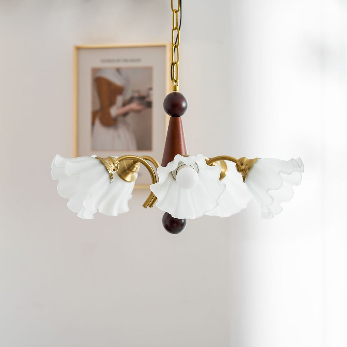 Ilvinan lámpara de araña tradicional elegancia madera vidrio