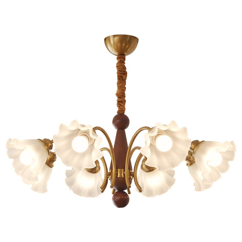 Ilvinan lámpara de araña tradicional elegancia madera vidrio