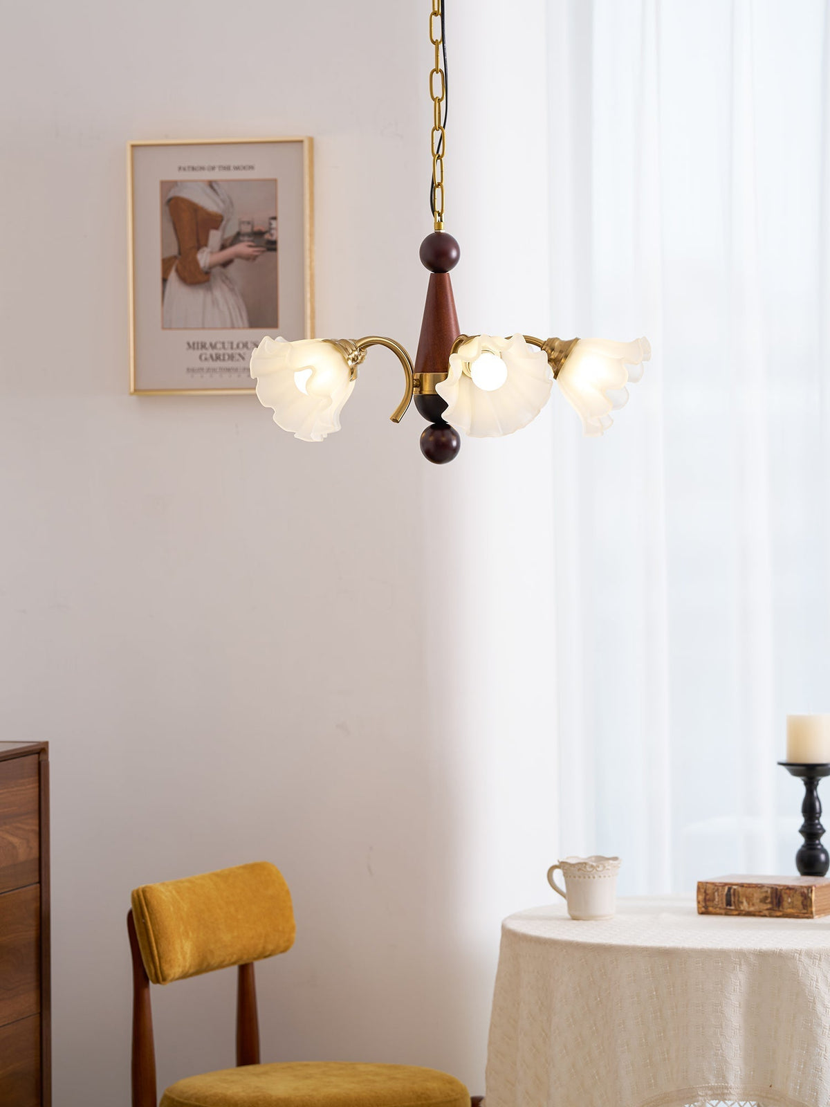Ilvinan lámpara de araña tradicional elegancia madera vidrio