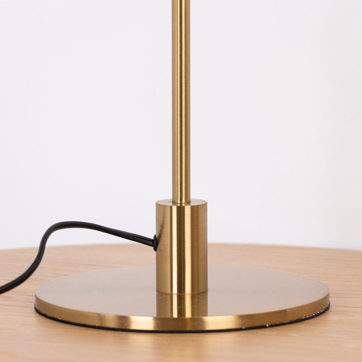 Rinelette lámpara de mesa con pantalla de vidrio transparente y base de madera