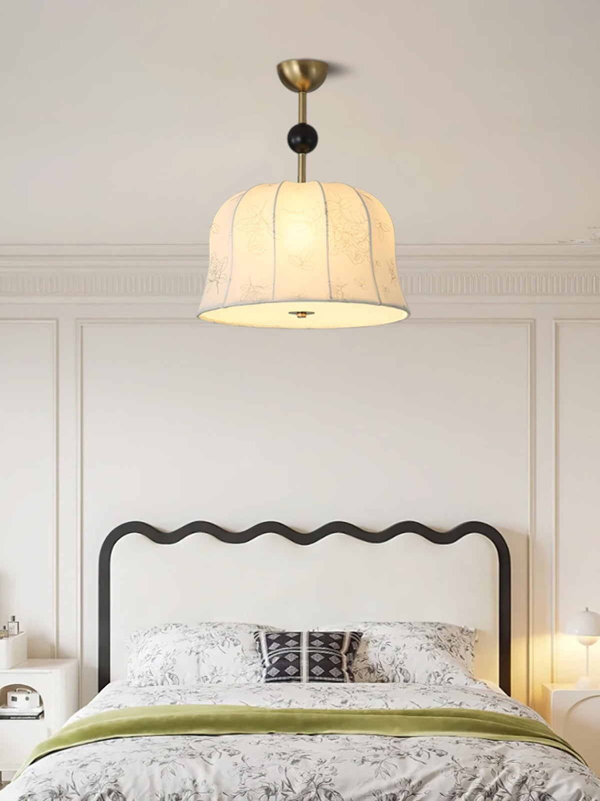 Avnoren lámpara colgante flor Curve de tejido y madera