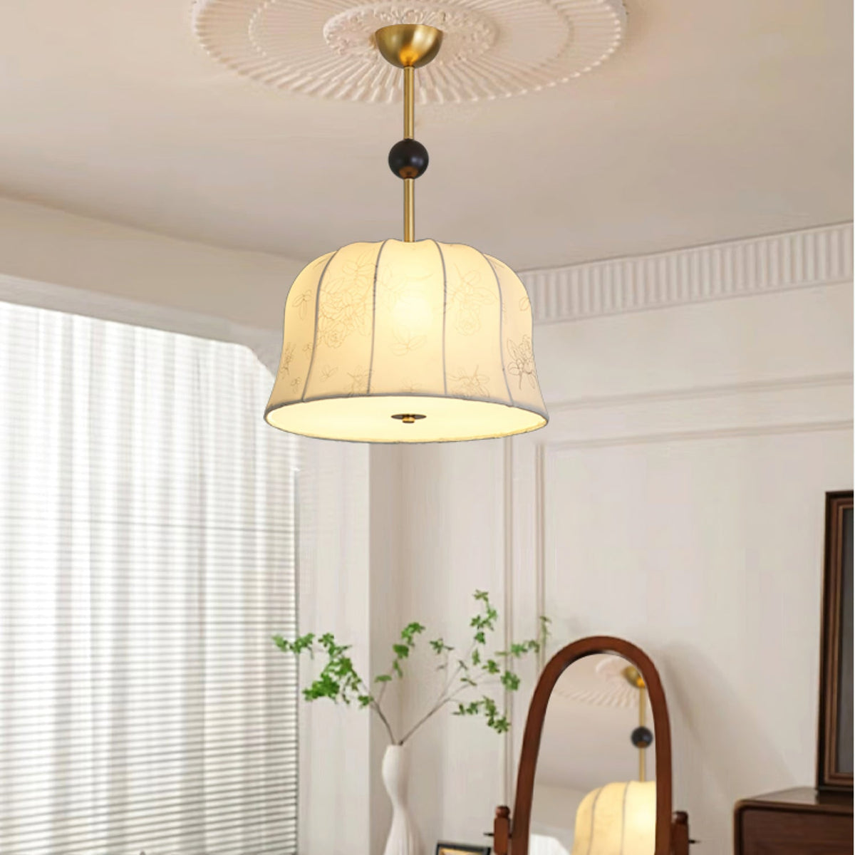Avnoren lámpara colgante flor Curve de tejido y madera