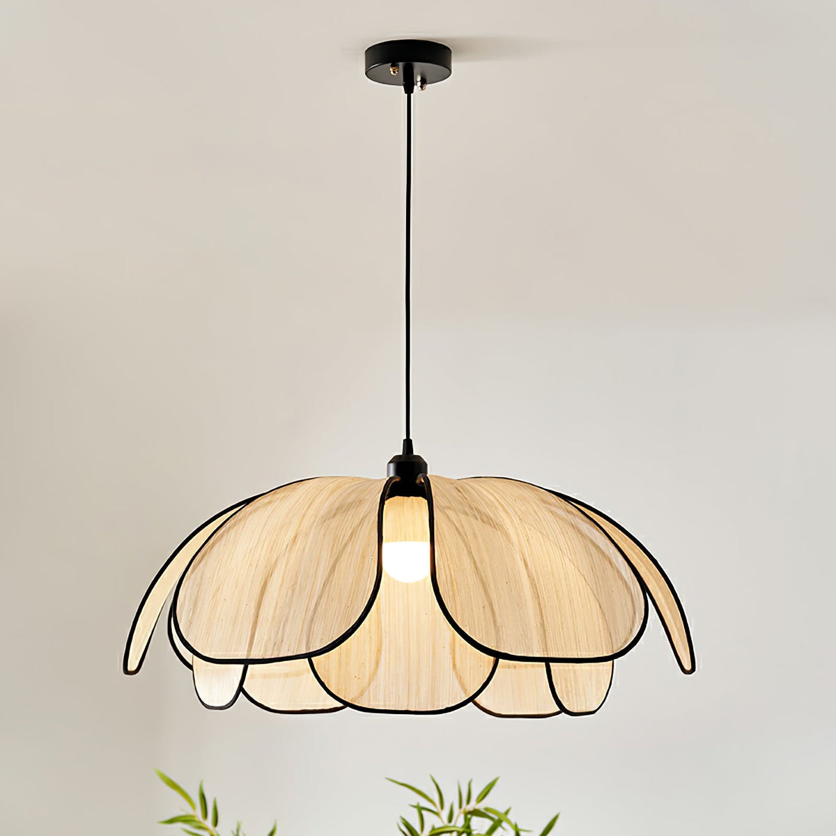 Elthaus lámpara colgante flor Leaf con fibra