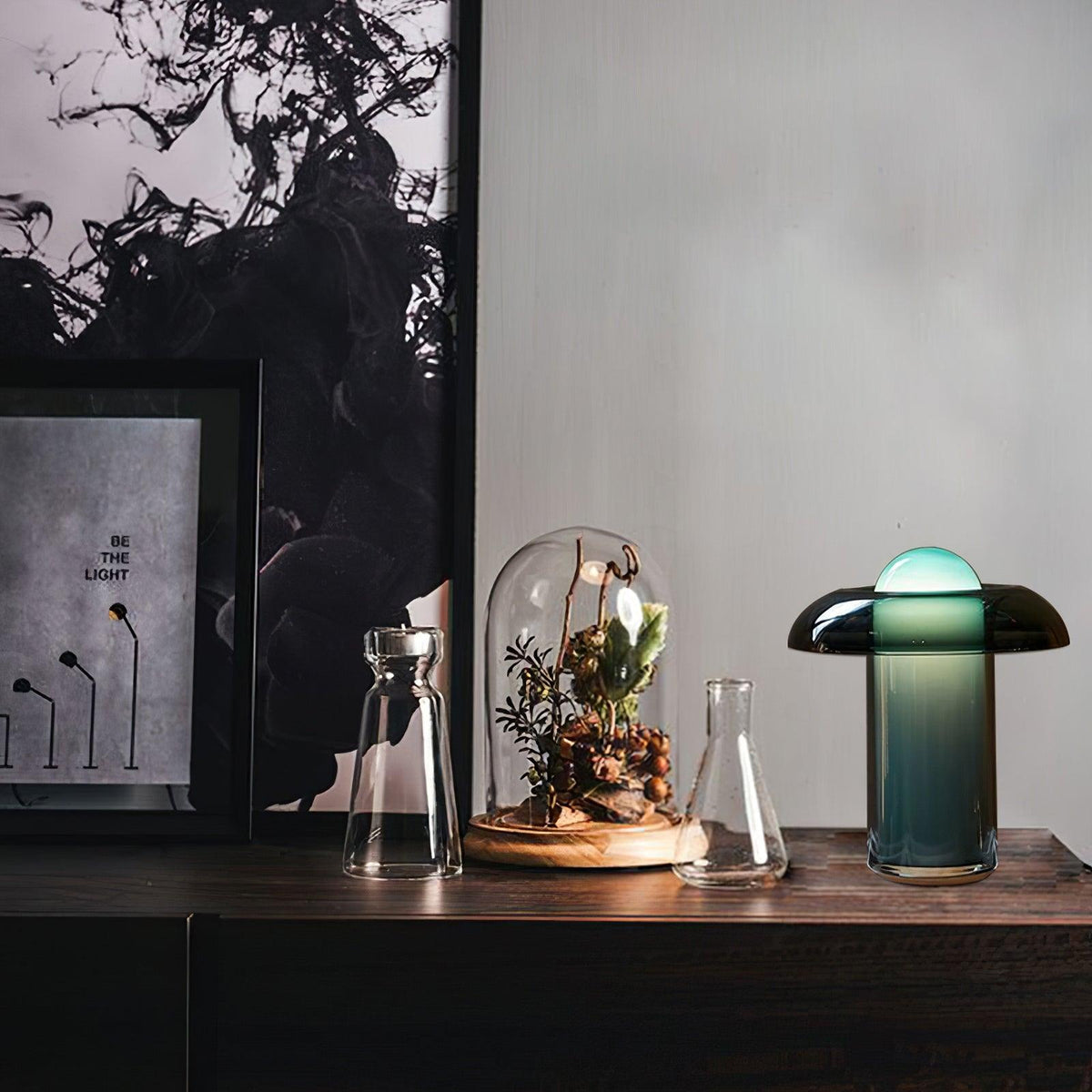 Navlen lámpara de mesa de vidrio verde