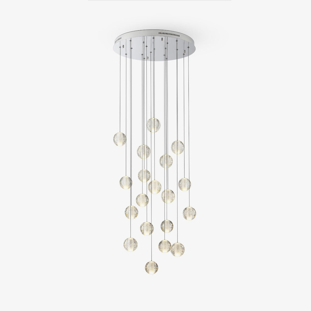 Lámpara colgante de cristal con esferas en cascada