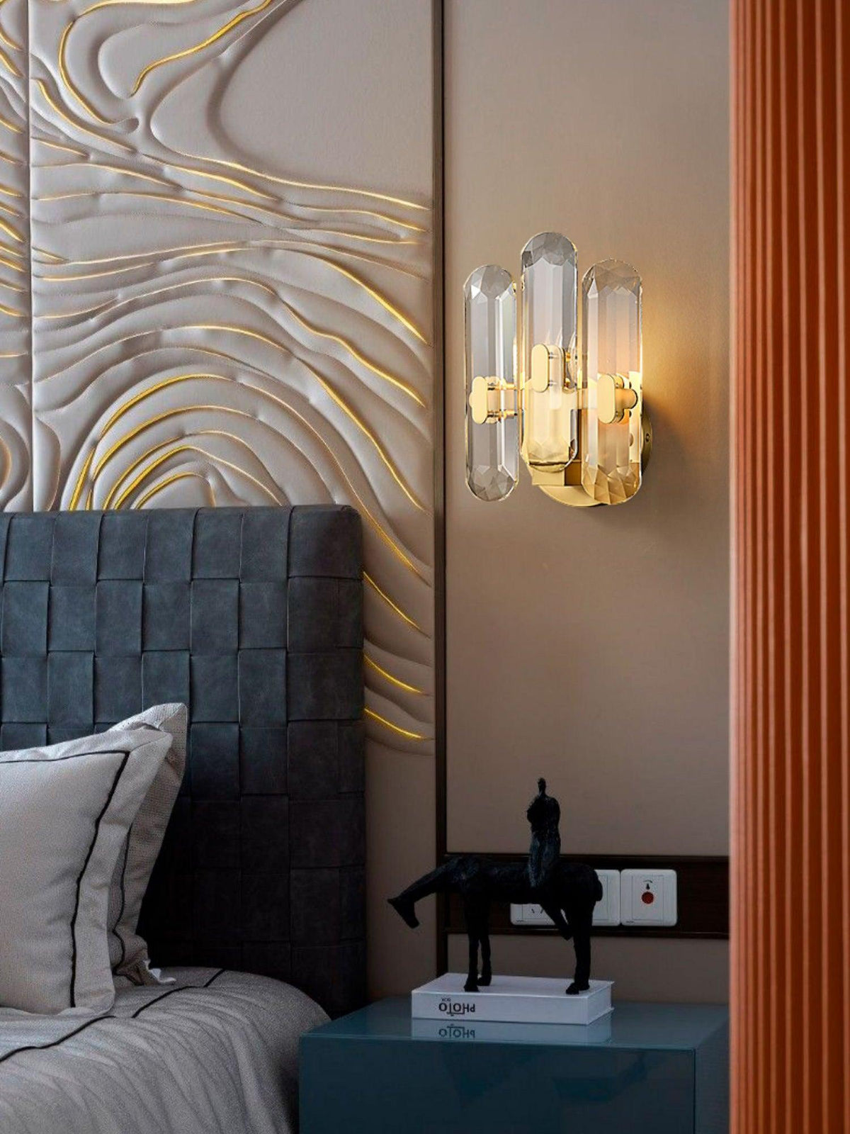 Gevon aplique de pared Postmodern de lujo cristal