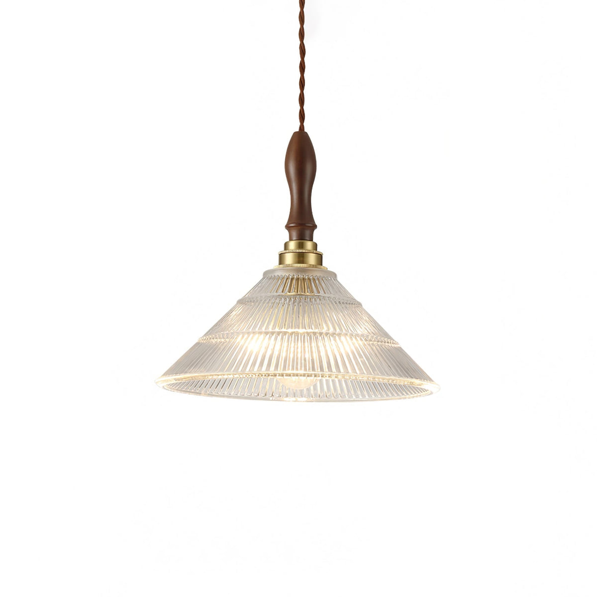 Arcara lámpara colgante Vintage de vidrio y madera con efecto efecto ondulado