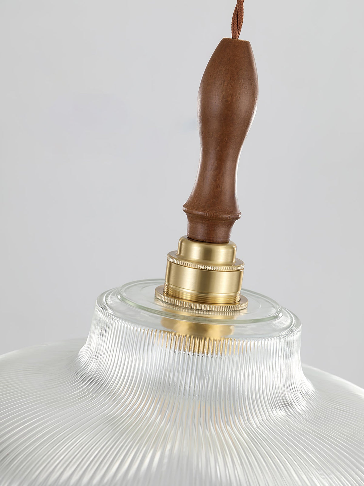 Arcara lámpara colgante Vintage de vidrio y madera con efecto efecto ondulado