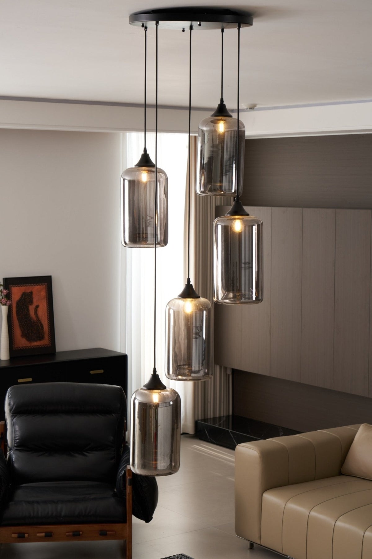 Tevely lámpara colgante de vidrio industrial chic