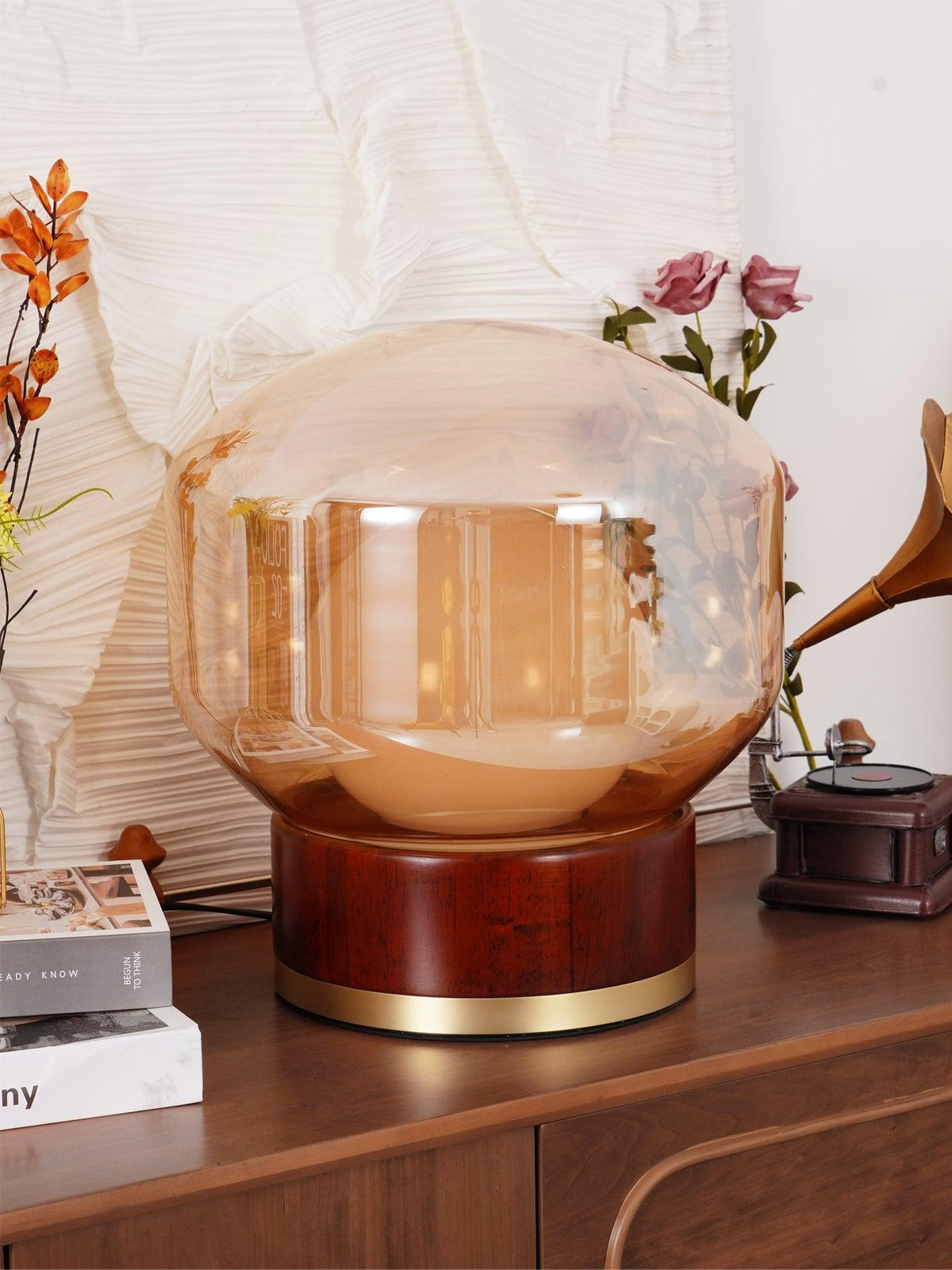 Brinox lámpara de mesa artística de madera