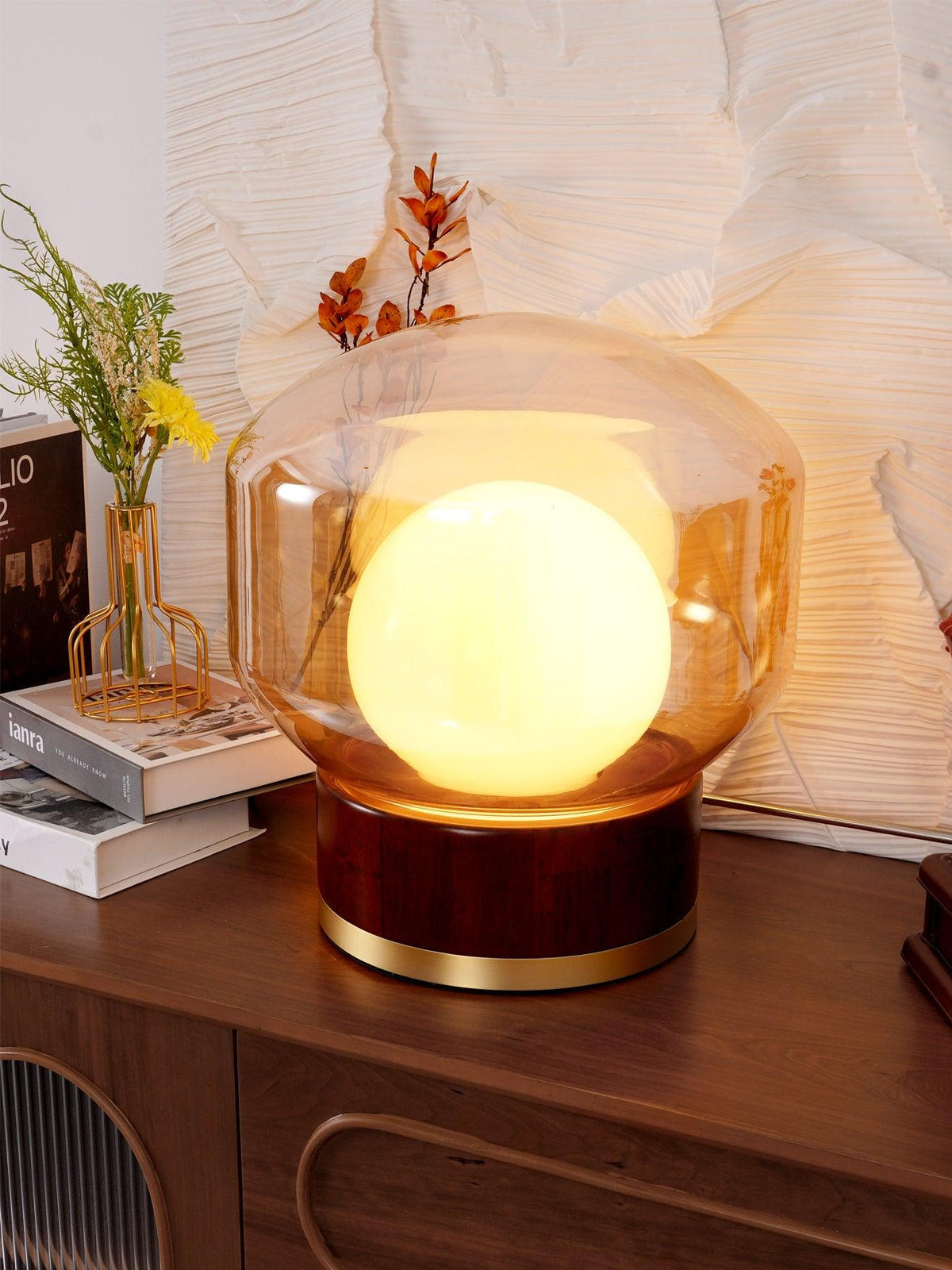 Brinox lámpara de mesa artística de madera