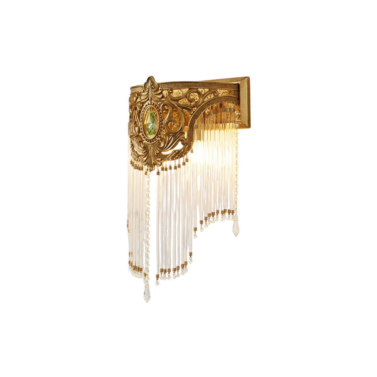 Bow aplique de pared Tie con franja de cristal dorado