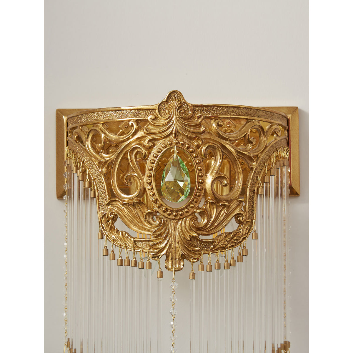 Bow aplique de pared Tie con franja de cristal dorado
