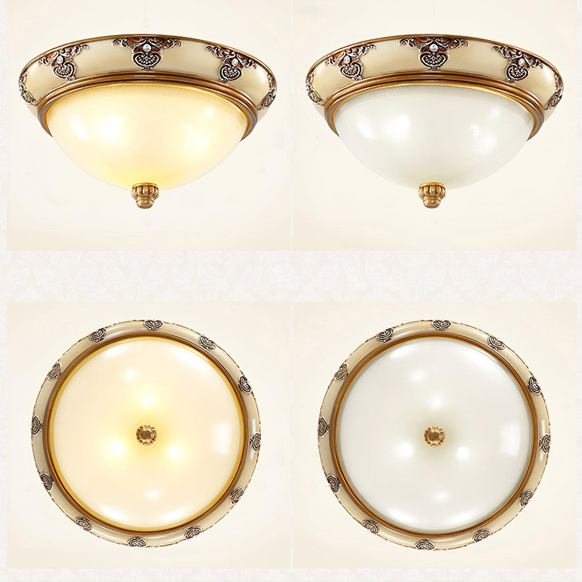 Eiriveon lámpara de techo vidrio esmerilado vintage beige