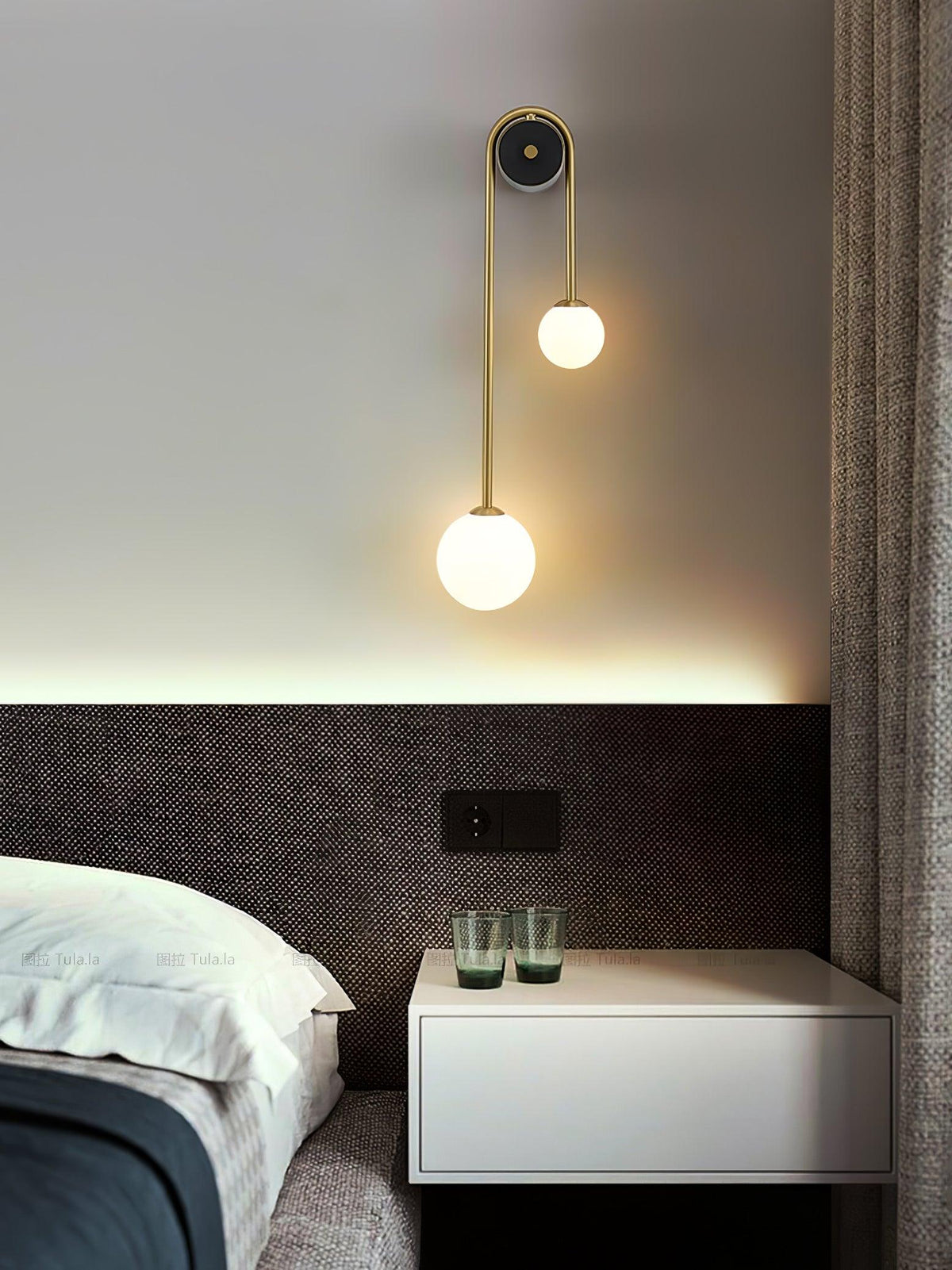 Teveny aplique de pared moderno minimalista de latón con vidrio