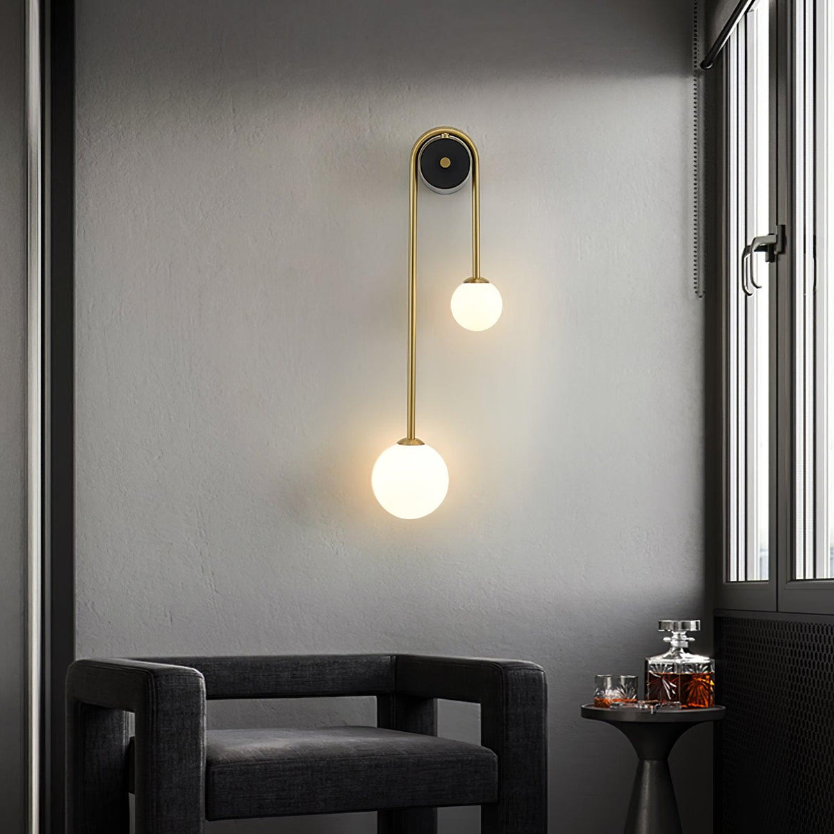Teveny aplique de pared moderno minimalista de latón con vidrio