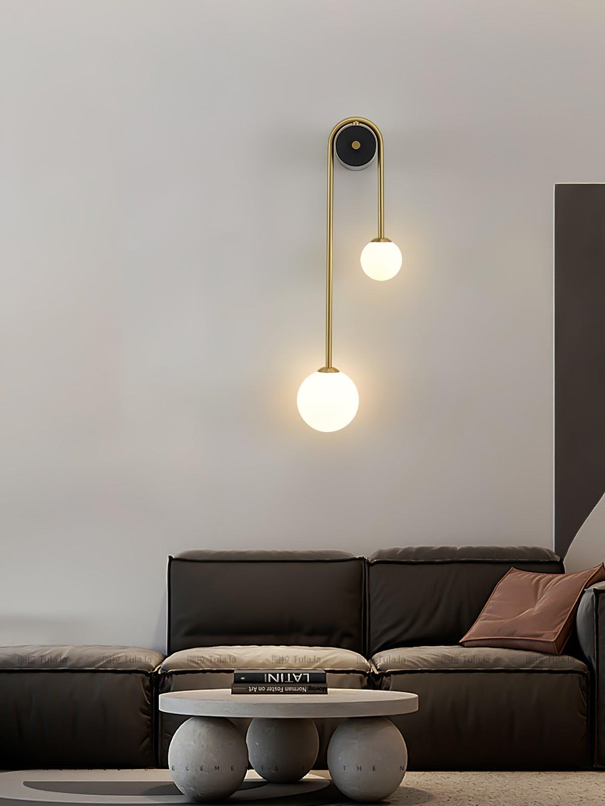 Teveny aplique de pared moderno minimalista de latón con vidrio