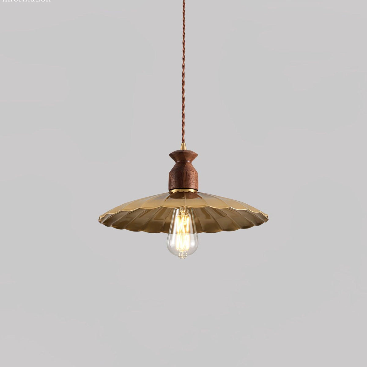 Qior lámpara colgante de latón clásico, elegancia y cresta en madera