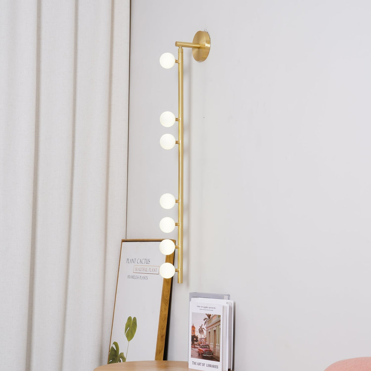 Rory aplique de pared moderno minimalista de tubo en latón y vidrio