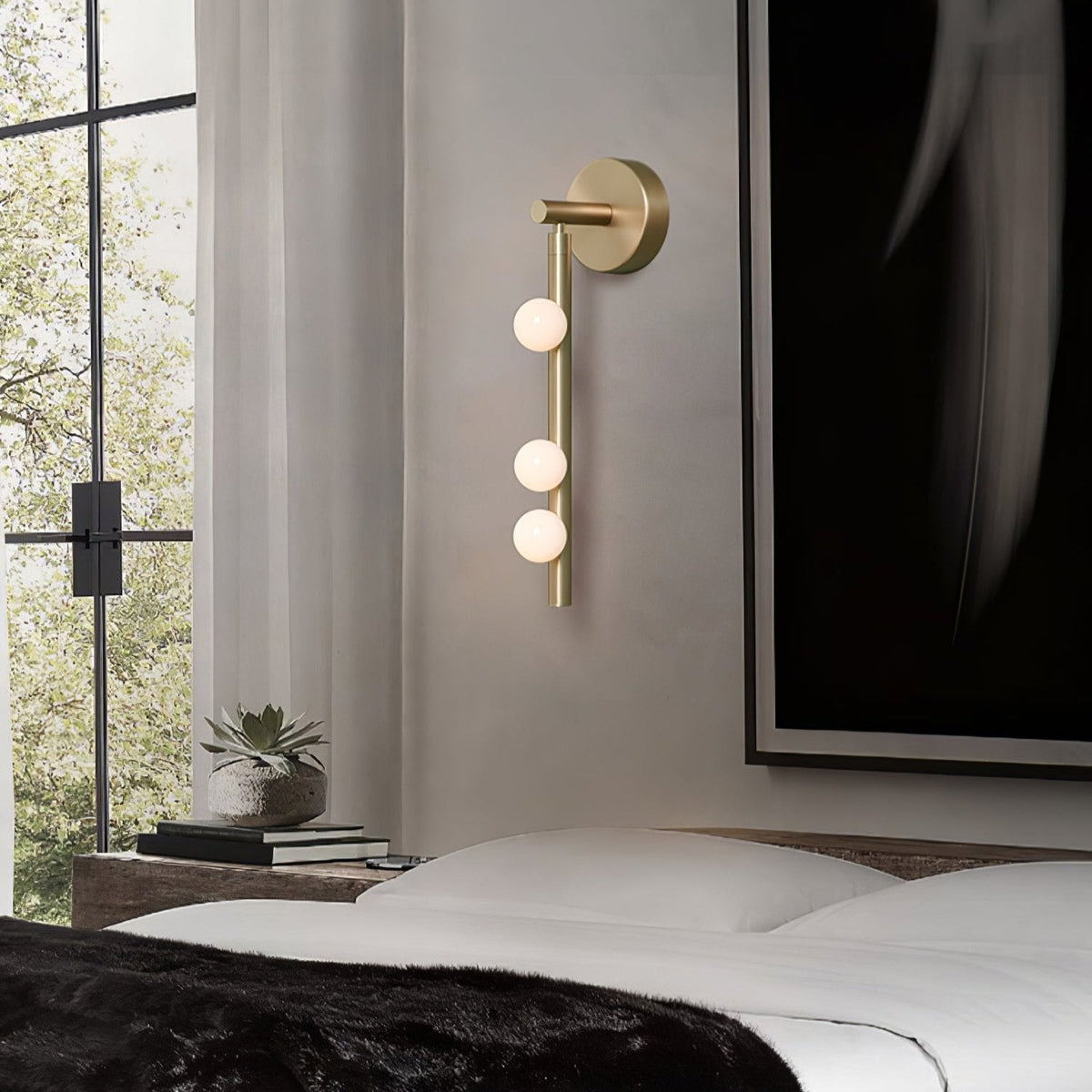 Rory aplique de pared moderno minimalista de tubo en latón y vidrio