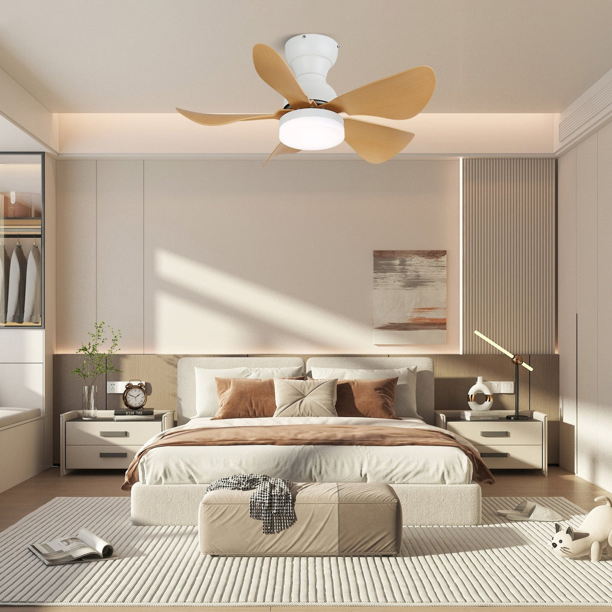 Elvanelle ventilador de techo con luz de madera