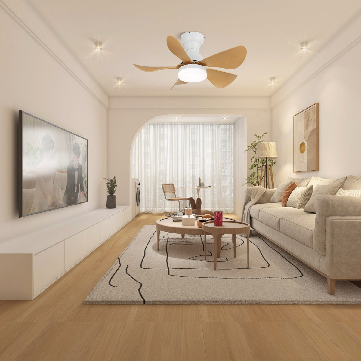 Elvanelle ventilador de techo con luz de madera