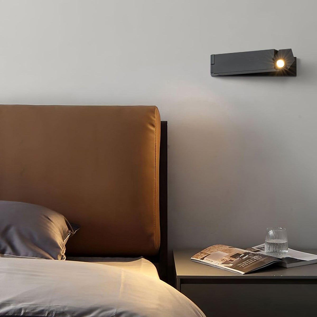 Aplique de pared LED con cuerpo de aleación de aluminio negro mate níquel minimalista