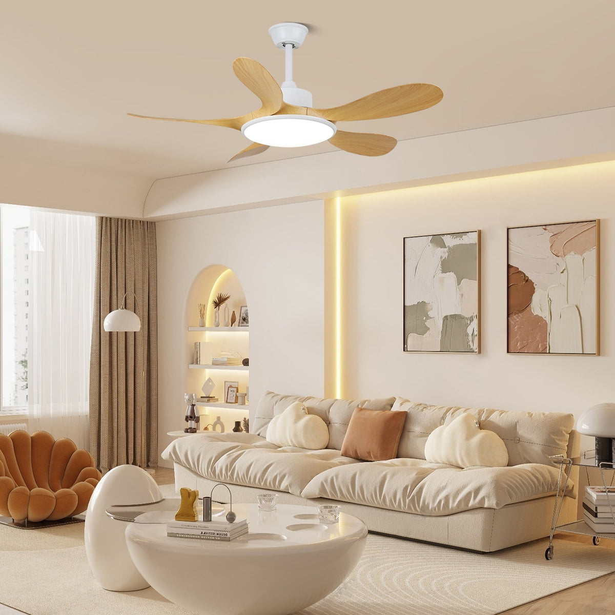 Tirenor ventilador de techo con luz de madera