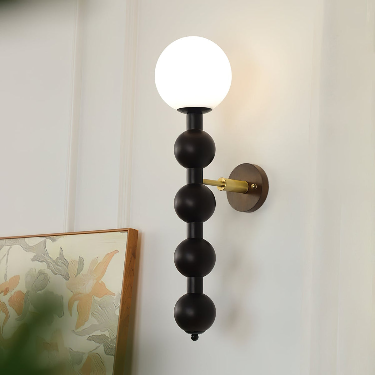 Olaeia aplique de pared moderno minimalista con pantalla de vidrio y madera