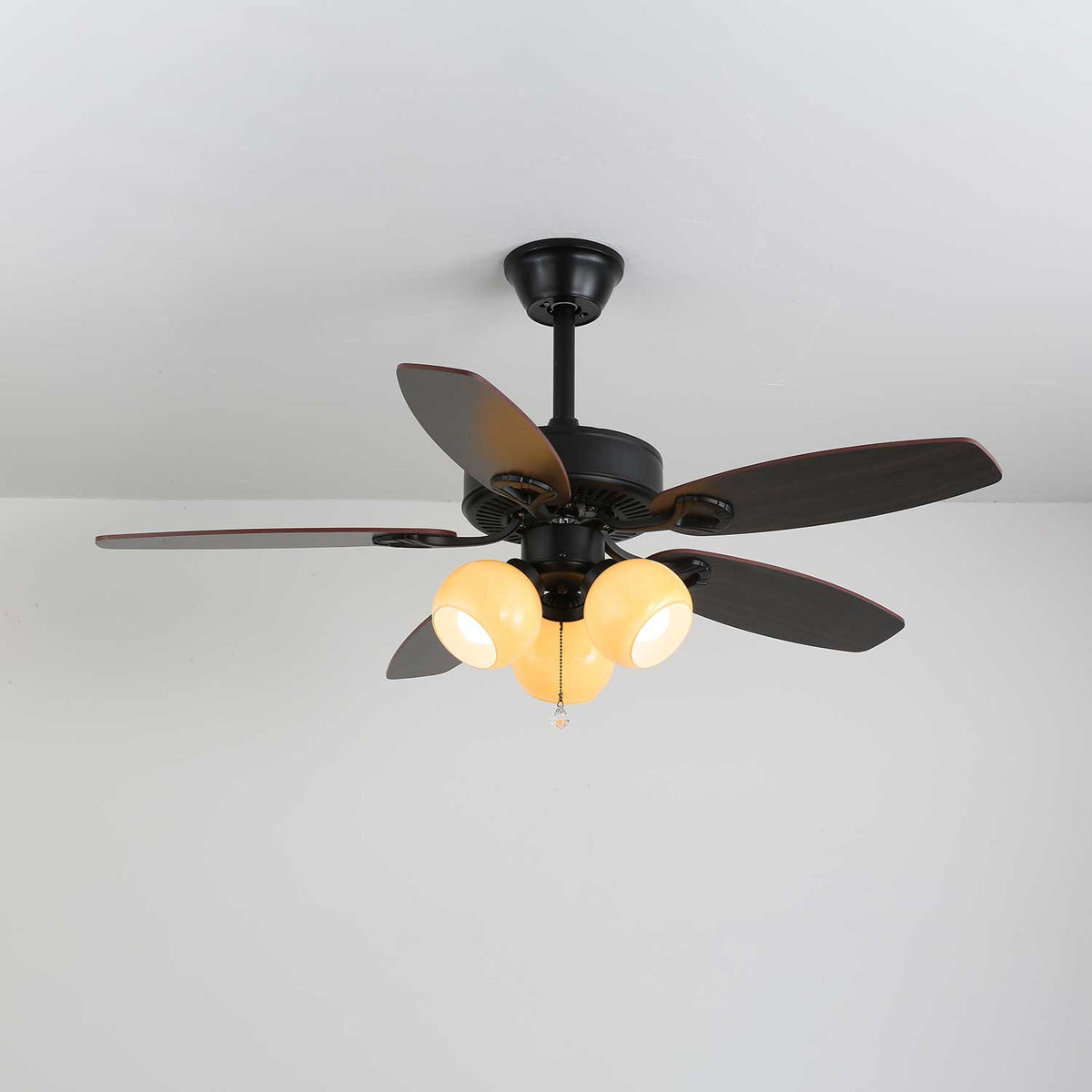 Calviera ventilador de techo con luz vintage de madera y vidrio