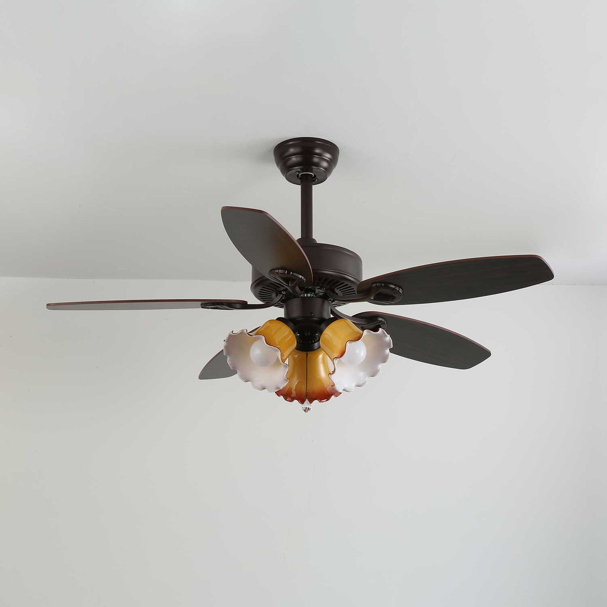Calviera ventilador de techo con luz vintage de madera y vidrio