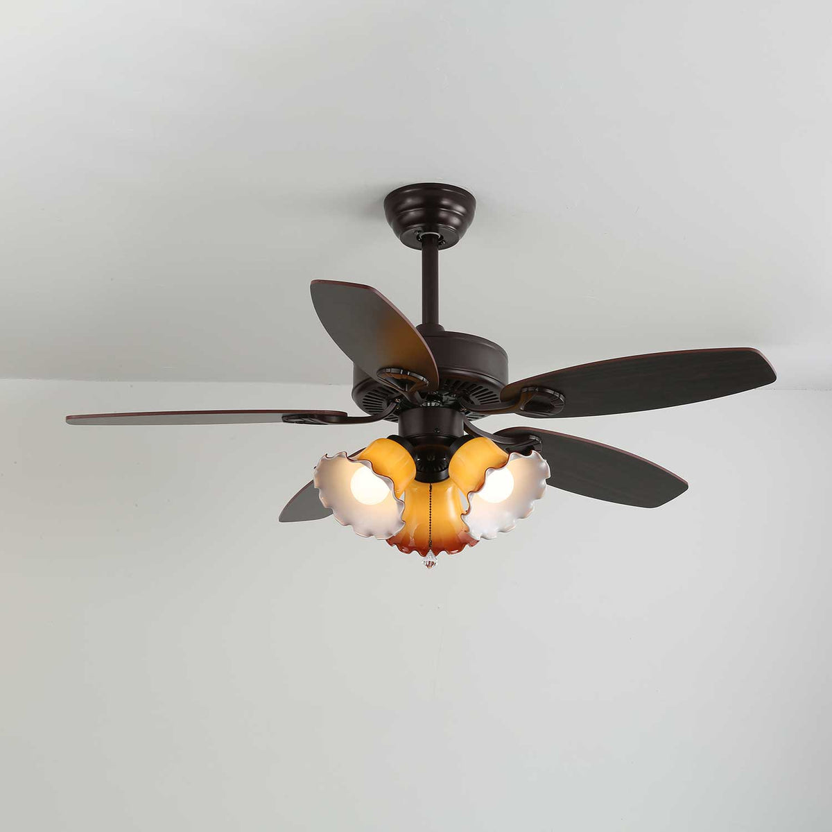 Calviera ventilador de techo con luz vintage de madera y vidrio
