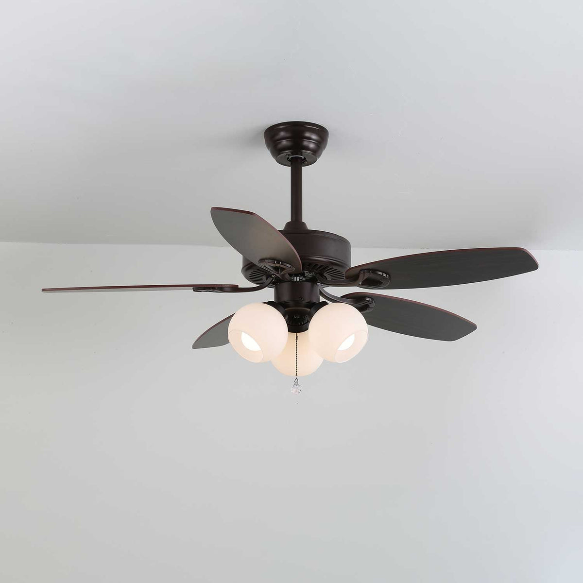Calviera ventilador de techo con luz vintage de madera y vidrio