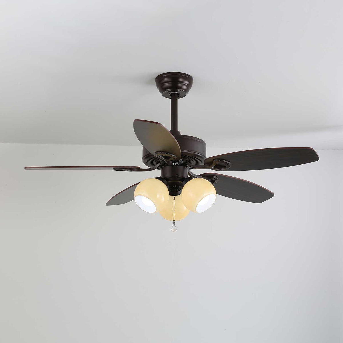Calviera ventilador de techo con luz vintage de madera y vidrio