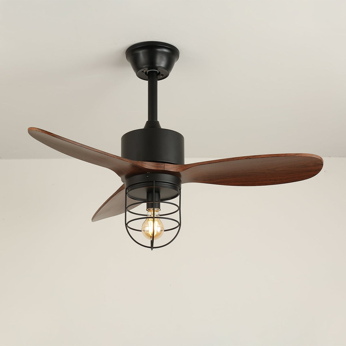 Brisora ventilador de techo con luz Industrial de madera