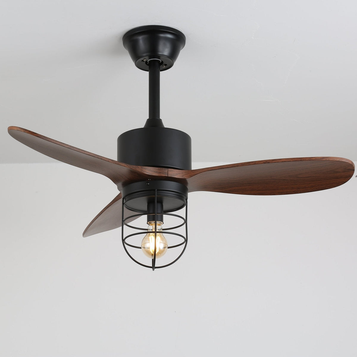 Brisora ventilador de techo con luz Industrial de madera