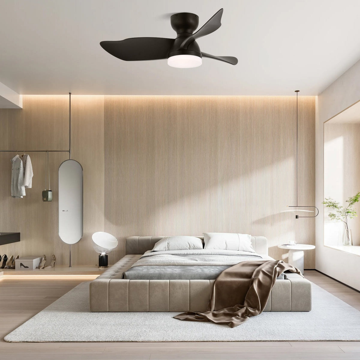 Mirella ventilador de techo con luz de madera y plateado