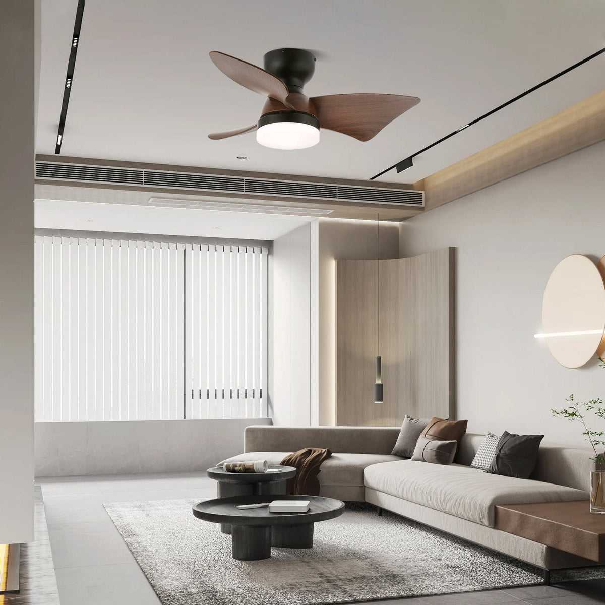 Mirella ventilador de techo con luz de madera y plateado