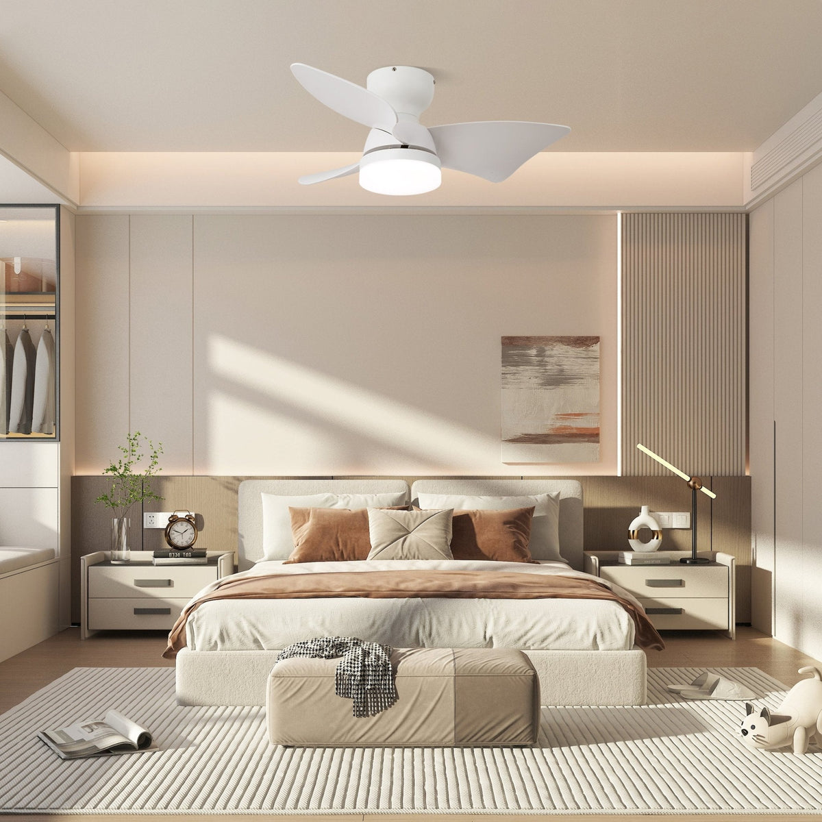 Mirella ventilador de techo con luz de madera y plateado