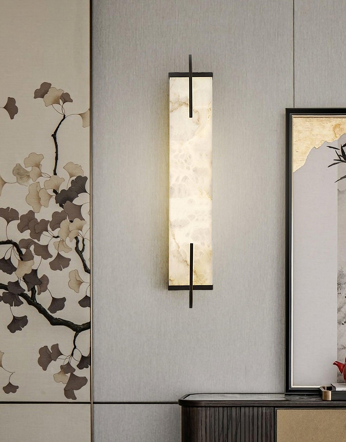 Komino aplique de pared rectangular de alabastro