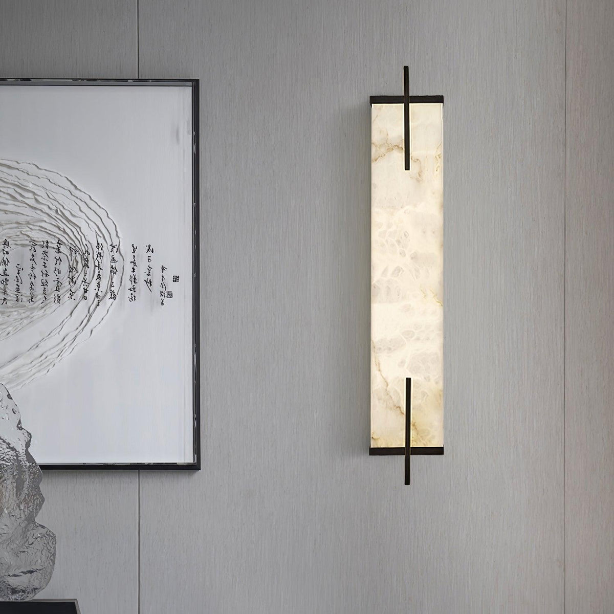Komino aplique de pared rectangular de alabastro