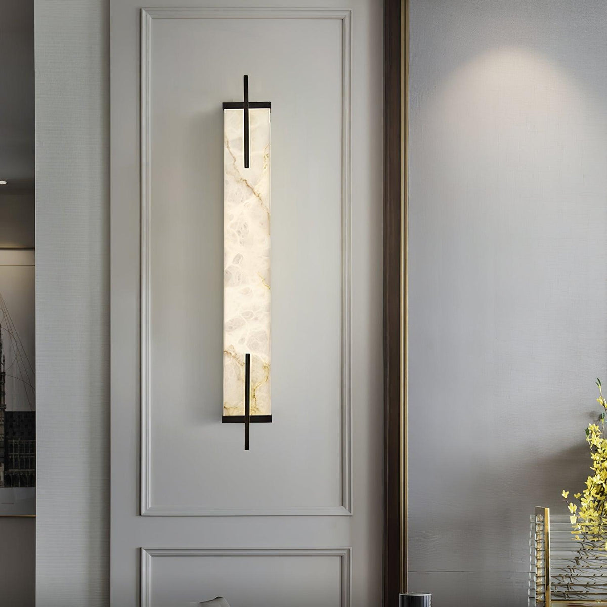 Komino aplique de pared rectangular de alabastro